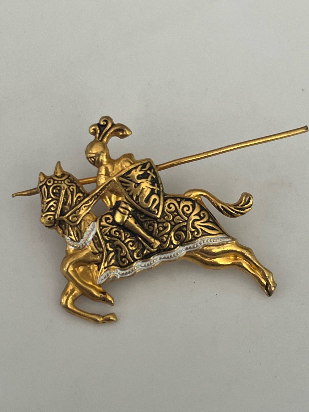 Gold and Black Equestrian Knight Accent Pin for Home Decor